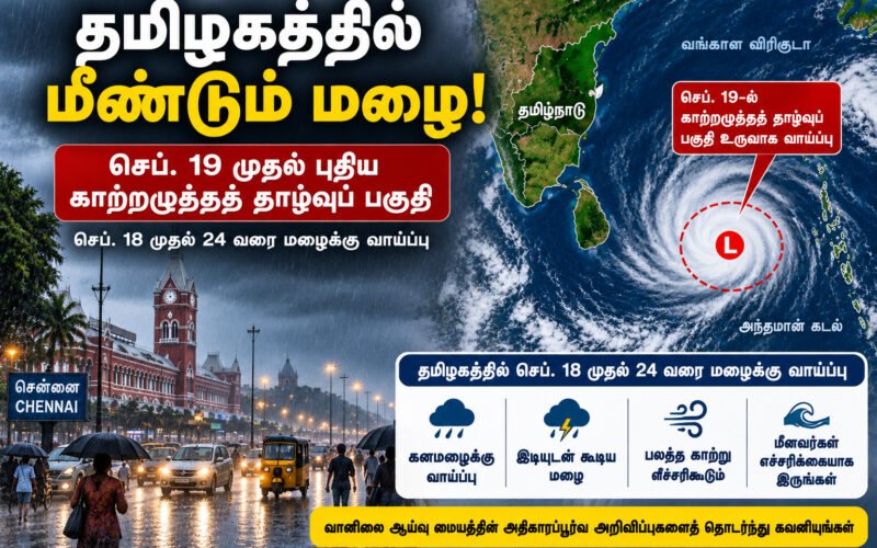 தமிழகத்தில் மீண்டும் மழை தீவிரம்: செப். 19 முதல் புதிய காற்றழுத்தத் தாழ்வுப் பகுதி! 1 file 0000000098888211acd5b28c65a33cb6 தமிழகத்தில் மீண்டும் மழை தீவிரம்: செப். 19 முதல் புதிய காற்றழுத்தத் தாழ்வுப் பகுதி!
