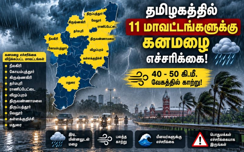 தமிழகத்தில் 11 மாவட்டங்களுக்கு கனமழை எச்சரிக்கை: 40-50 கி.மீ. வேகத்தில் காற்று வீசும் வாய்ப்பு! 1 file 00000000b1fc8211b1e0cc06e0707f30 தமிழகத்தில் 11 மாவட்டங்களுக்கு கனமழை எச்சரிக்கை: 40-50 கி.மீ. வேகத்தில் காற்று வீசும் வாய்ப்பு!